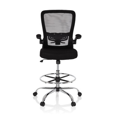 Офісний стілець / табурет VENDO WORK з сітчастою/тканинною оббивкою, чорного кольору, hjh OFFICE