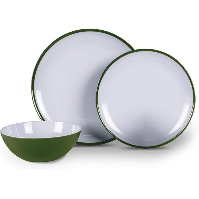 Меламіновий посуд Набір посуду для кемпінгу 12 шт. на 4 особи Набір посуду для пікніка Fern Green Столовий посуд