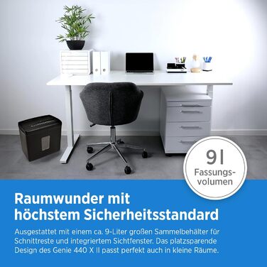 Шредер Genie 440 X II: безпечне знищення документів P4, автоматичний старт/стоп, об'єм кошика 9L, чорний | Для дому та офісу