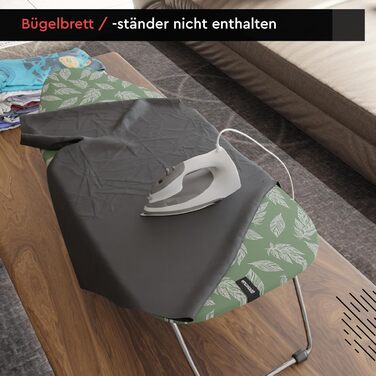 Чохол для гладильної дошки Encasa XO з фетровою підкладкою 3 мм, посиленням шнуром (підходить для стандартних міні-гладильних дошок 72x30 см), з терморефлексним покриттям, з принтом - Велике листя зелене, для міні-гладильних дошок