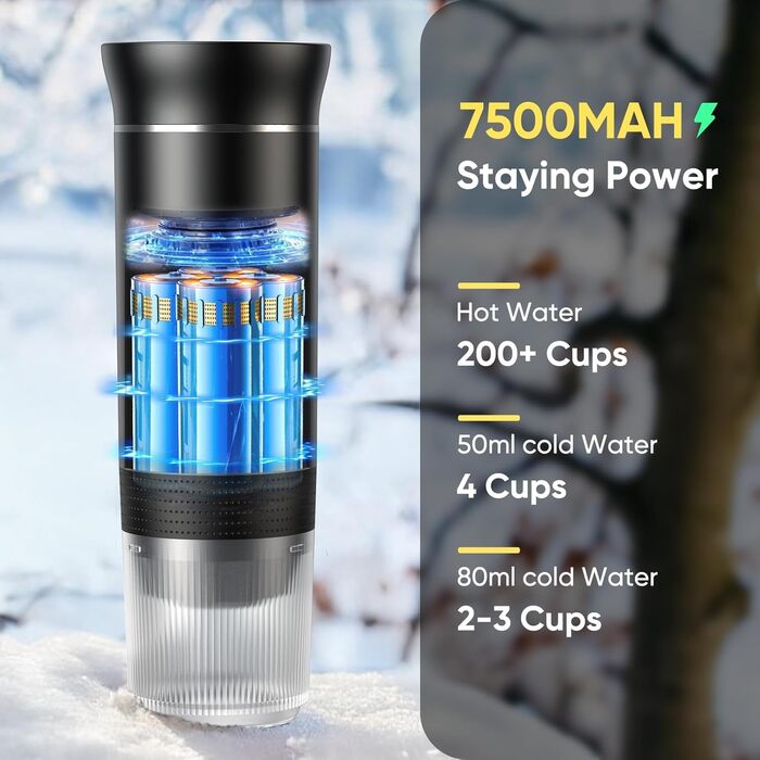 Кавомашина портативна 12V Akku 3-в-1, для кемпінгу та авто, з USB, сумісна з капсулами та меленою кавою, чорна