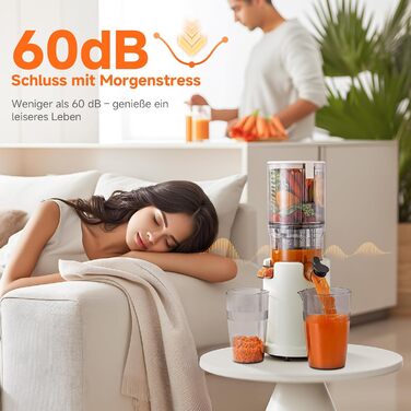 AOBOSI Швидкий соковитискач з великою завантажувальною воронкою 135 мм, 200 Вт, холодний віджим, соковитискач із функцією зворотного ходу та потрійним фільтром, BPA-free, тихий, ідеальний для свіжого соку з фруктів та овочів (45 мм, темно-синій)