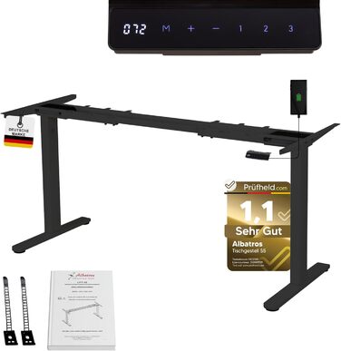 Електричний регульований стіл Albatros Lift S5: металеве підстав'яння, 2м, 120кг | Чорний