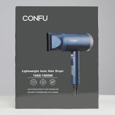 Фен для волосся CONFU, фен Ion Hair Dryer 1800 Вт з насадками для укладання та дифузором, 3 температурні режими, потужний салонний фен для швидкого сушіння (синій)