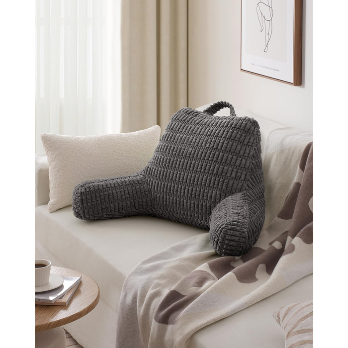 Зручне крісло-мішок Blissful Diary Lesekissen з memory foam для читання та відпочинку, сіре