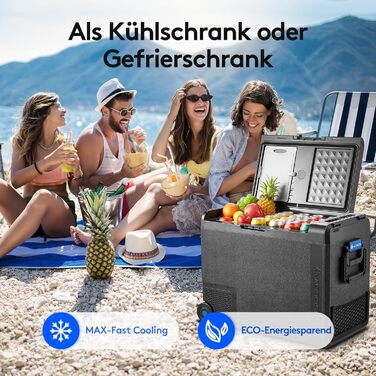 Автомобільний компресорний холодильник AAOBOSI 58L (-20°C/+20°C) з USB, 12/24V/230V для авто, вантажівок, човнів, кемпінгу та риболовлі, чорний