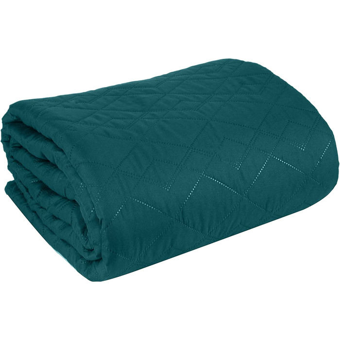 Ковдра Eurofirany, покривало, стьобане покривало, покривало для ліжка, покривало для дивана, універсальне ковдру, класичне, стьобане, з малюнком (Бірюзовий 2, 170 х 210 см)