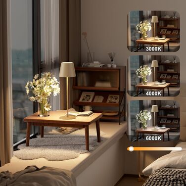 LED настільна лампа K-Bright 2 шт. з регулюванням яскравості, акумуляторна, бездротова, 3000K/4000K/6000K, USB-C, IP54, хакі, 2 шт.