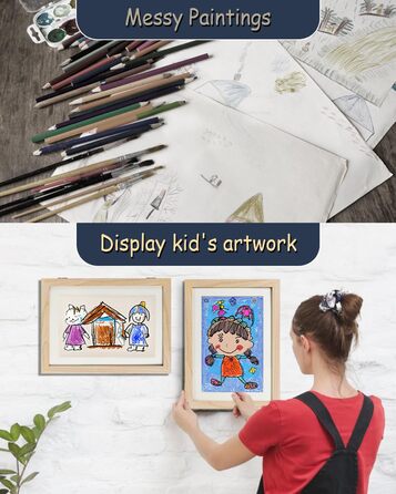 Рамка для дитячих малюнків Ciscle, художня фоторамка А4, передній отвір, ідеально підходить для мистецьких проектів, школи, дому (біла, дерево, )