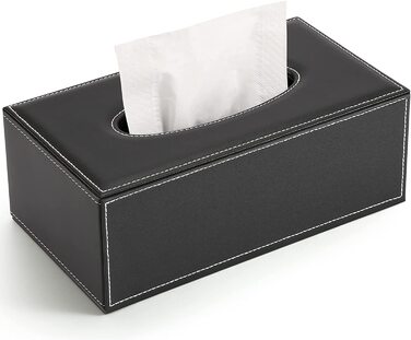 Коробка для косметичних серветок GORESE 25х14х9,5 см чорна шкіра