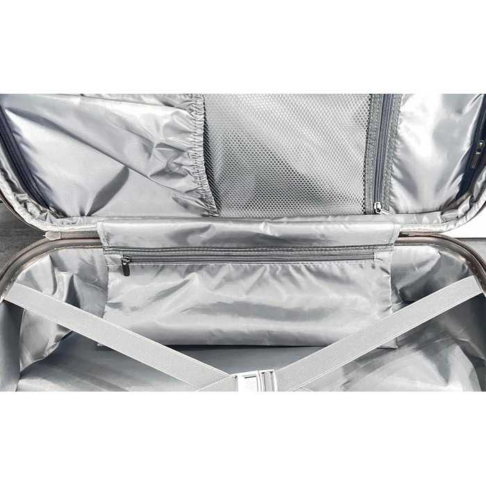 Валіза Andreas Dell Hard Shell Візок Валіза на колесах Дорожня валіза Ручна поклажа 4 колеса (M-L-XL-Set) (Срібло, М) M Срібло