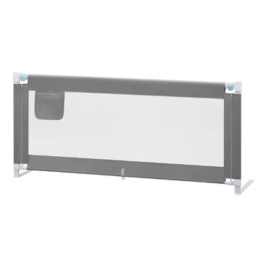 Бортик для ліжка WOLTU 150 см, захисний бар'єр для дітей та немовлят, регульована висота 69-87 см, тканина Оксфорд, метал, темно-сірий