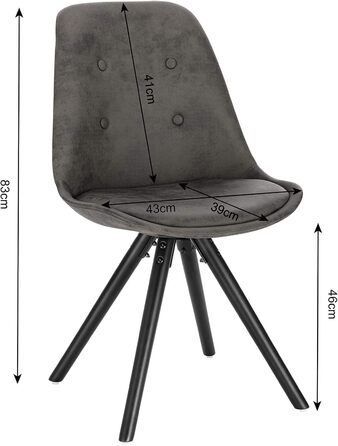 Стільці для їдальні WOLTU, кухонні стільці, скандинавський дизайн, стільці для туалетного столика, крісла для відпочинку, м'які стільці, ретро дизайн, сіре забарвлення, комплект з 2 шт.