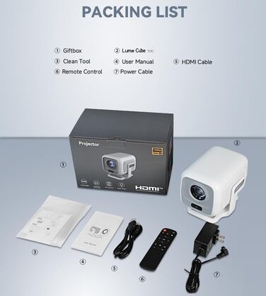 Проектор LYNCAST HY300 Pro: портативний, з Wi-Fi, Bluetooth, Android 11, 1080P/4K, поворотний 180°, для дому та на вулиці