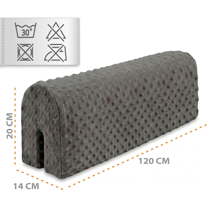 Захист для ліжка дитячого 120 см: бортик на ліжко, сітка для ліжечка з Minky (сірий)