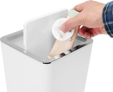Косметичне відро Savona серії bremermann для ванної кімнати з відкидною кришкою, пластикове відро для ванни об'ємом 5,5 літра (біле, квадратне)
