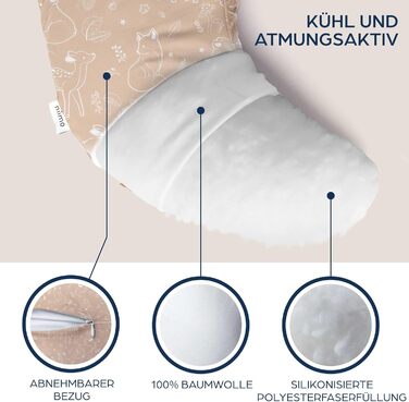 Подушка для вагітних XXL Niimo & подушка для годування - подушка для тих, хто спить на боці з чохлом з 100% бавовни, зручна подушка для дорослих, подушка для підтримки, (200 см x 70 см) (Бежевий Ліс, подушка для годування)