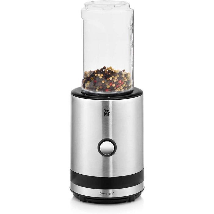 Блендер WMF Kult X Mix & Go Mini - електричний шейкер з пляшкою 600 мл, срібно-чорний, комплект аксесуарів 3 шт.