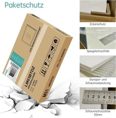 Круглий дзеркало для ванної кімнати EMKE з підсвічуванням 50 см, 3 кольори, диммування, антизапар, пам'ять, сенсорне керування, таймер 3 години, енергозбереження