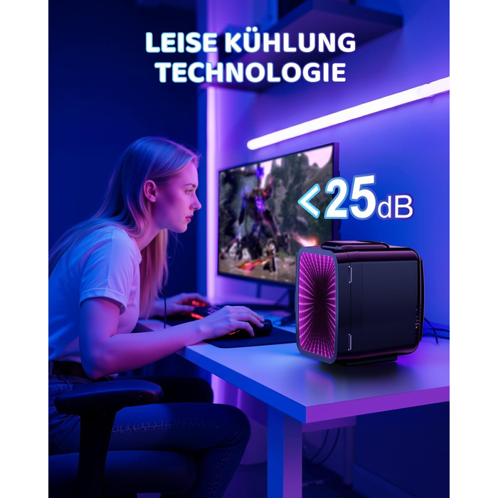 Міні-холодильник LIGIANT MF01C на 4л з підсвіткою (7 режимів), функція охолодження та підігріву, AC/DC, для авто, офісу та геймерської кімнати, чорний