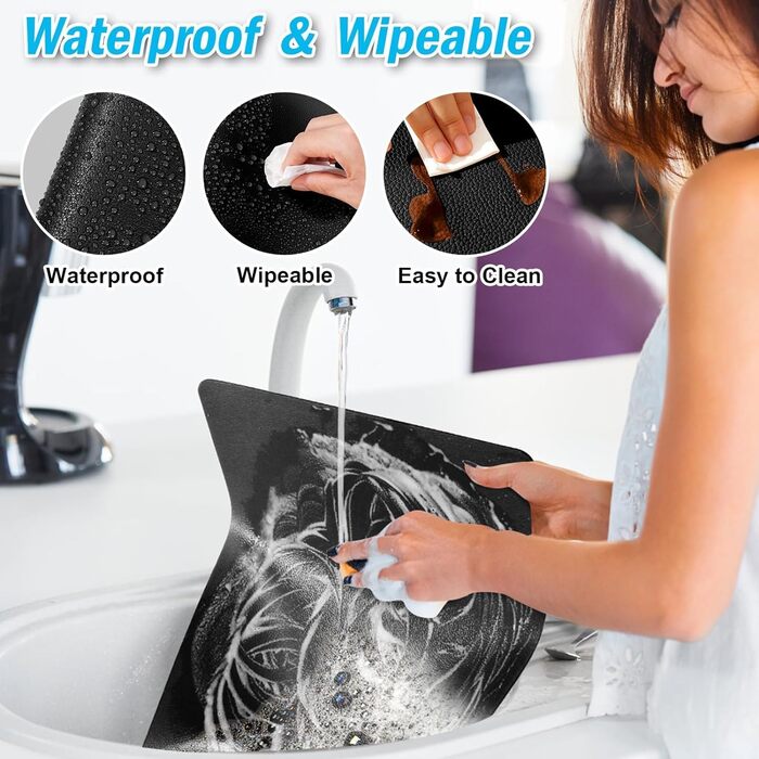 Набори підставки під тарілки 6 шт. з екошкіри, 43x30 см (червоний/сірий)