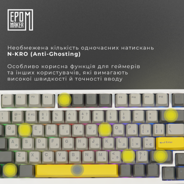 Клавіатура механічна бездротова EPOMAKER AK820 Pro Flying Fish White (AK820-PRO-W-FF)