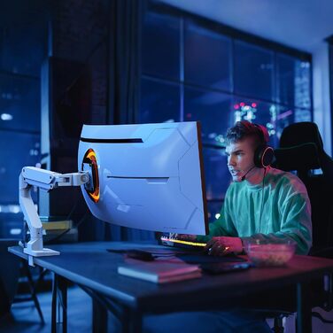Кріплення для монітора Bewiser: 34-57 дюймів, ультраширокі та вигнуті, VESA 75x75/100x100, регулювання висоти, нахил, поворот, 5-20 кг (білий)