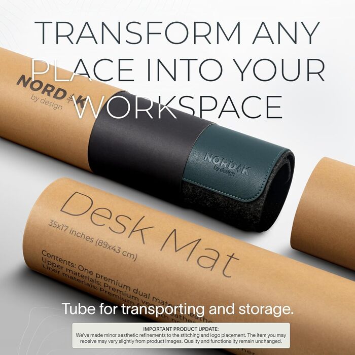 Шкіряний килимок для столу Nordik з органайзером для кабелів, великий килимок для миші та підкладка для письма (Сідло-коричневий/Темно-зелений, 89,9 x 43,2 см), преміум аксесуар для домашнього офісу