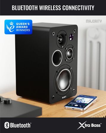 Активні Bluetooth-колонки Majority D100X 100W, вуглецеві драйвери, HDMI ARC, RCA, Optical, Phono, AUX, чорні