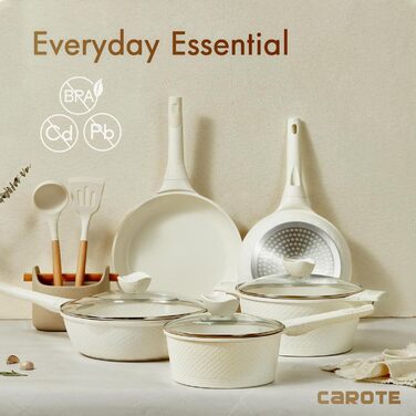Набір каструль і сковорідок CAROTE 15 предметів з антипригарним покриттям і кришкою