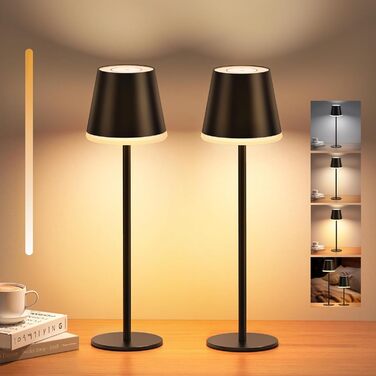 LED-лампа NIBSHOOM настільна бездротова диммируемая, 5200mAh, з регулюванням висоти, RGB, IP54, 2 шт. (2700k/4000k/6000k)
