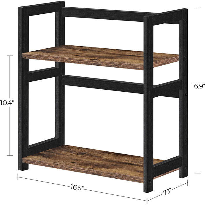 Полиця для спецій SONGMIC вінтажна 18х42х43 см коричнево-чорна