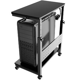 Підставка для ПК з регулюванням висоти PUTORSEN, 2 рівні, з роликами та підкладкою для миші, чорний Full-Tower (до 40 кг/рівень)