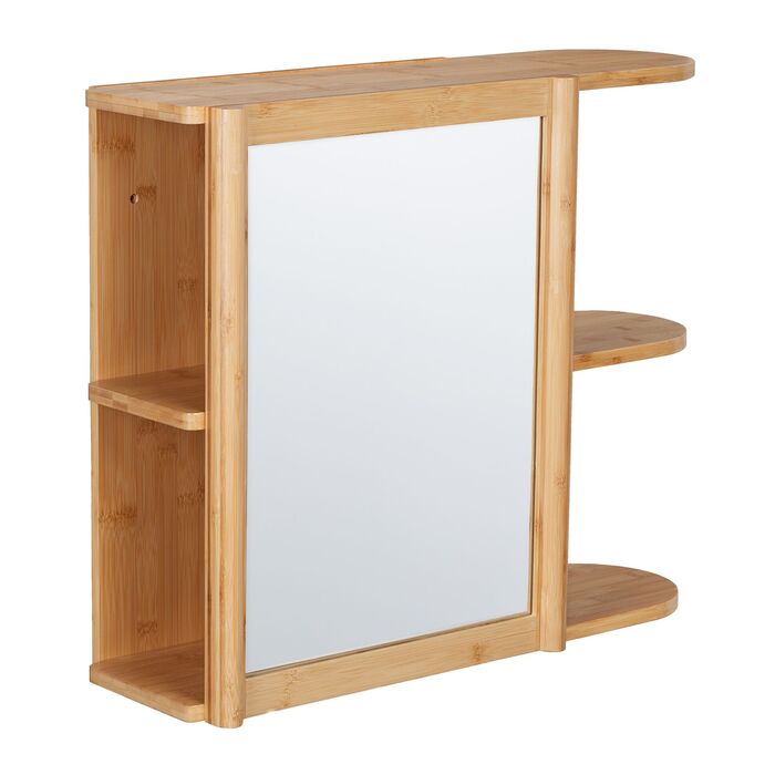 Поличка для стін з бамбука Relaxdays зі дзеркалом