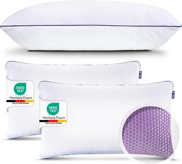 Подушка Mister Sandman 40x80 см, ортопедична з Memory Foam та Honeycomb GelFlex Grid, дихаюча та пральна, для сну на боці, спині та животі (2 шт.)