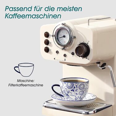 Набір кавових чашок Vancasso Selene, 6 шт., 360 мл, блакитно-білий вінтажний дизайн, для кави, молока, чаю та какао