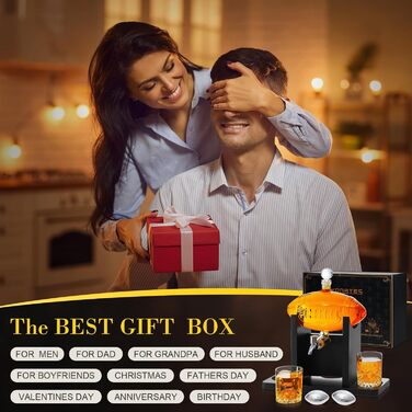 Набір для віскі з футбольним декором для чоловіків: лікерний набір з 2 склянками + 2 охолоджувачами, 1,3 л, подарунок для батька, чоловіка, друга