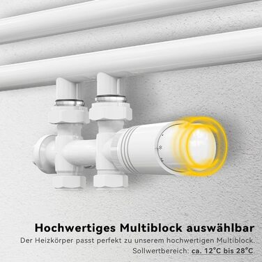 Елегантний радіатор для ванної кімнати 1600x600 мм, білий. Радіатор для рушників, середнє підключення.