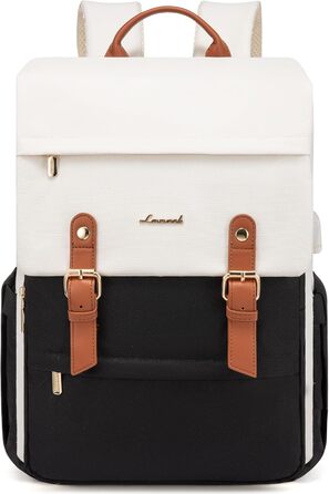 LOVEVOOK Рюкзак для жінок, рюкзак для ноутбука 15.6 дюймів, водонепроникний, для роботи, навчання, подорожей, стильний, бежевий & кавовий колір