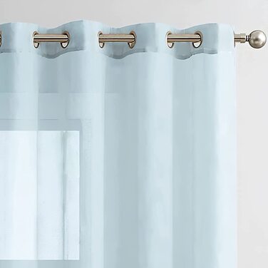 Прозорі завіси з вуалі TOPIC з вушками, прозорі марлеві шарфи з вушками для вітальні, спальні, 245 см x 140 см (HxB) (140 x 225 см, світло-блакитний)