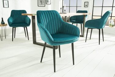 Стілець Riess-Ambiente Design Turin Velvet Turquoise з підлокітником Обіднє та конференц-крісло