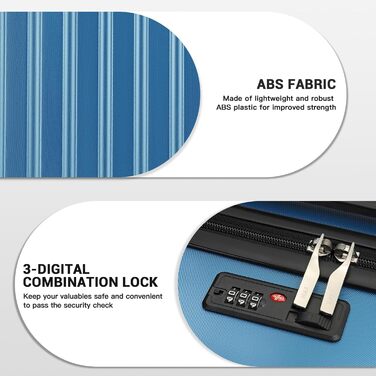 Валіза-тележка KONO 55 см, 20 дюймів, ABS, темно-синій (ручна поклажа)