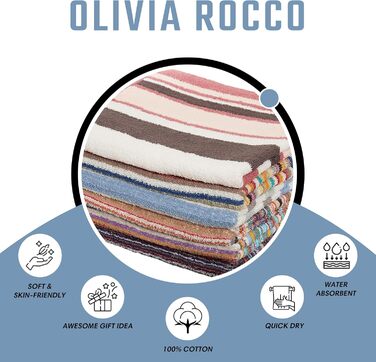 Бавовняні рушники Olivia Rocco Striped, кольорові, абсорбуючі, швидковисихаючі, набір з 6 шт.