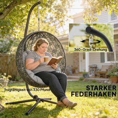 Підставка для гамака у формі C, регульована по висоті, металева, з ланцюгом для підвішування, до 150 кг, чорна