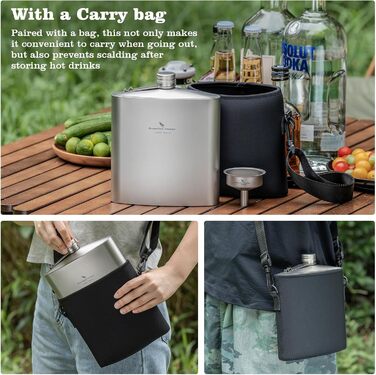 iBasingo Титанова фляга-термос 1.4л (49oz) для кемпінгу, туризму, Bushcraft. Легка, з міцним кришкою та воронкою.