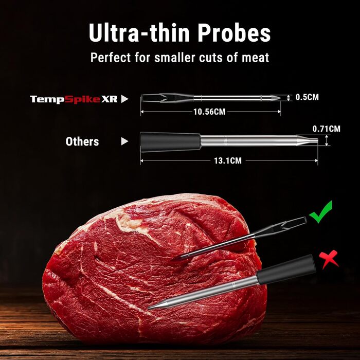 Бездротовий термометр для м'яса ThermoPro TempSpike з радіусом 300м - термометр для гриля, приготування їжі та рідин