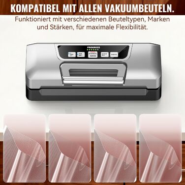 Вакууматор для продуктів Gavasto з подвійним насосом 90кПа, 9л/хв, LED-дисплеєм та режимами «Волого/Сухо», сріблястий