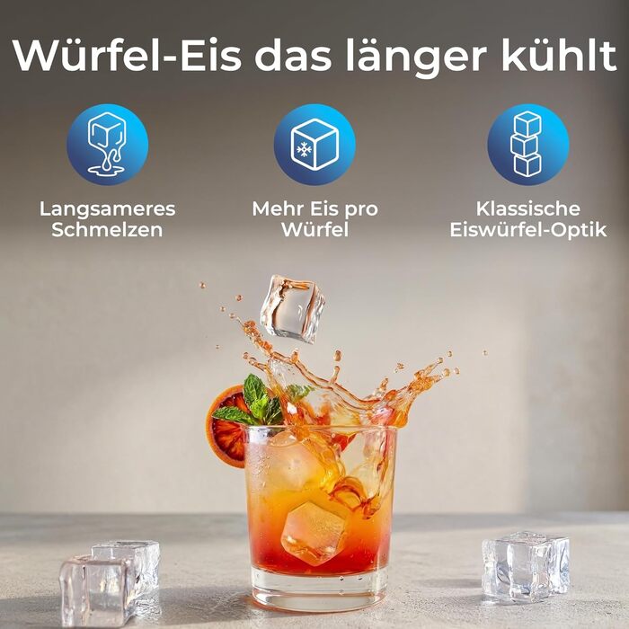 Льодогенератор KLAMER 24 кг/добу, 3 розміри кубиків льоду, резервуар 2.2 л, 130 Вт - тихий льодогенератор для дому та бізнесу