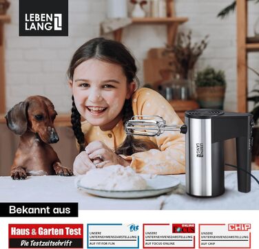 Електричний міксер LEBENLANG 400W з 5 швидкостями та турборежимом, підставка | Кухонний міксер