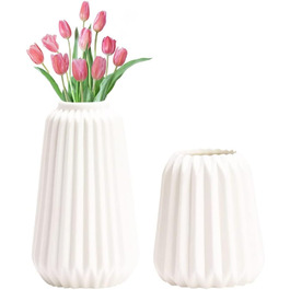 Набір ваз SCHYIDA з 2 частин керамічні вази для квітів білі 15см/10см